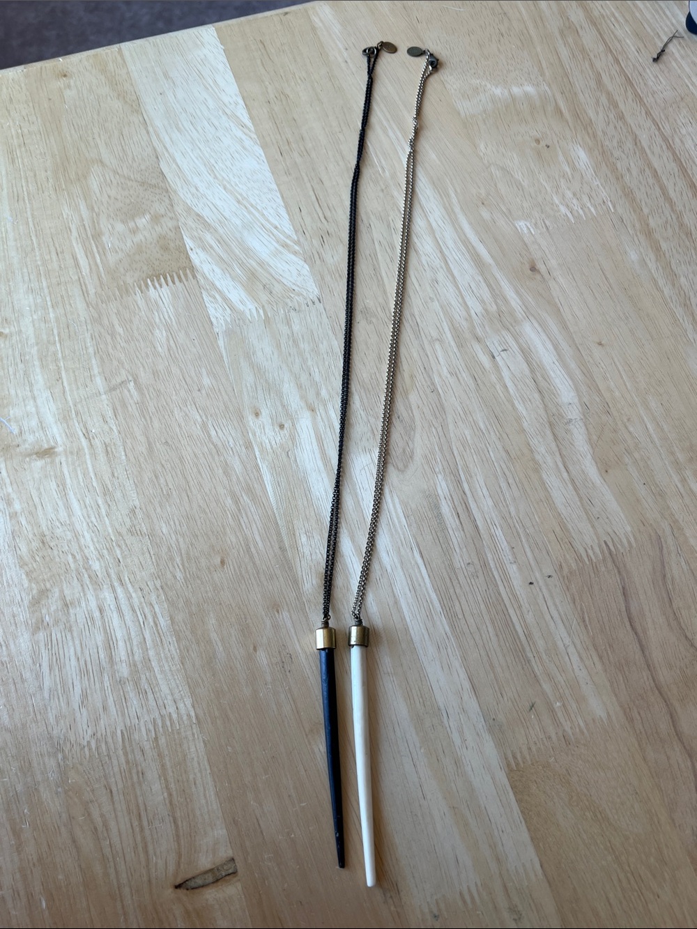 Larissa Loden Spike Pendant Necklace Duo - Black & White